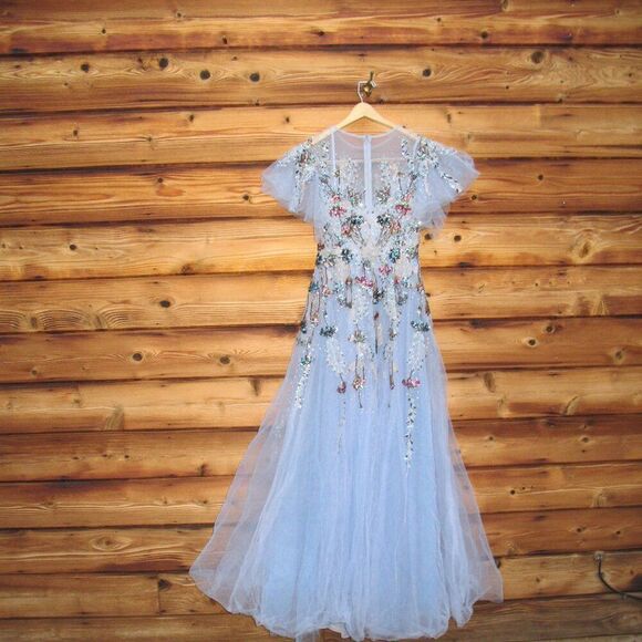 MAC DUGGAL 20436 Embellished Multi Color Flutter Sleeve A-Line Dress - Picture 10 of 14